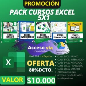 PACK CURSOS EXCEL 5X1